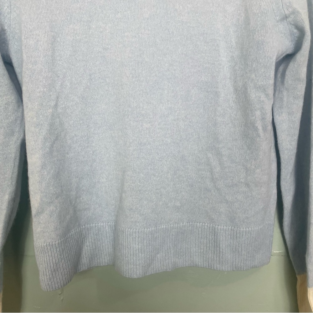 Veronica Beard Jovita Cashmere Pullover Light Blue Cream Crewneck‎ Size Medium - Picture 4 of 9
